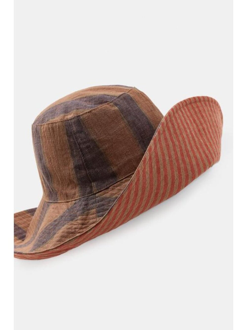 ZARA REVERSIBLE STRIPED LINEN HAT